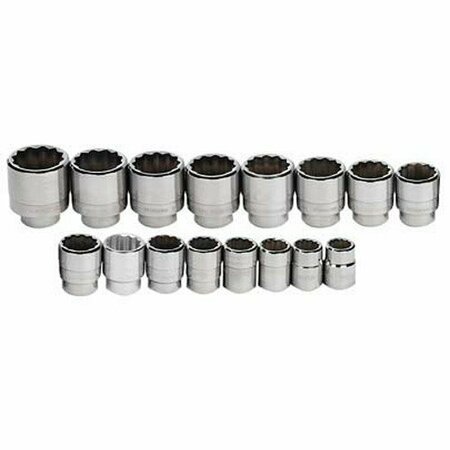 WILLIAMS Socket Set, 16 Pieces, 3/4 Inch Dr, 12 Point, 3/4 Inch Size JHWWSH-16RC